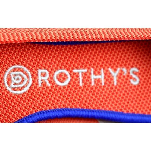 Rothy's ORANGE TEXTILE BLUE TRIM POINTED TOE FLAT BALLET SLIP ON SHOES Sz 8W - Picture 6 of 9